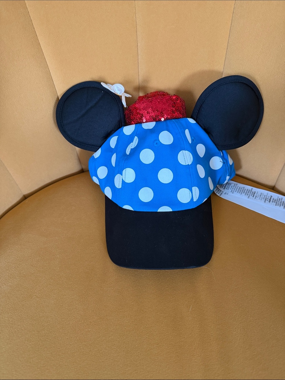 Disney Blue Polka Dot Mouse Ear Hat with Red Sequin hat and 🌼
